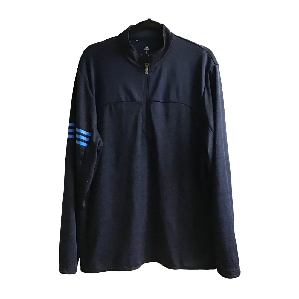 ADIDAS- MENS NAVY GOLF  PULLOVER HALF ZIP UP CLOSURE LONG SLEEVE SIZE LARGE